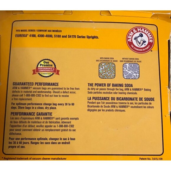 Arm & Hammer Eureka AA Vacuum Bags 3 Pack Uprights 4100/4300-4600/5180/S4170 - Picture 5 of 5